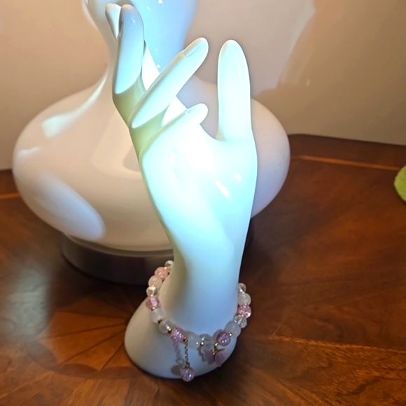 Chic Butterfly Charm Stretch Bracelet With Sparkling Colorful Glass Beads - Picture 4 of 6